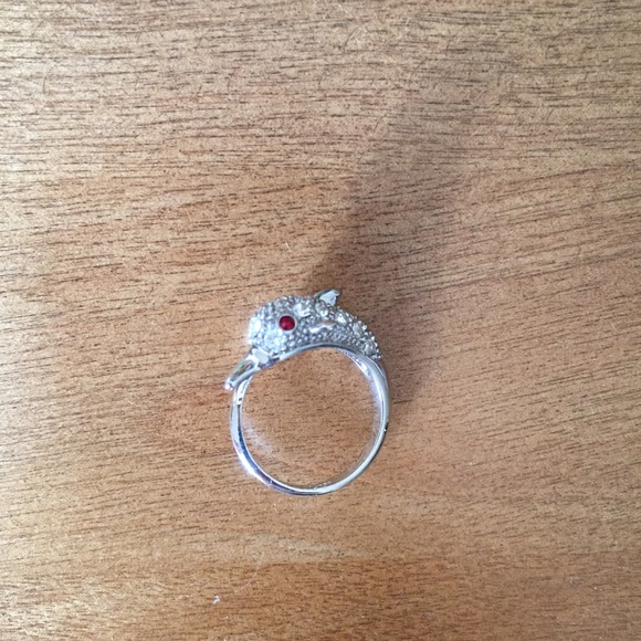 Silver bejeweled dolphin ring - Picture 2 of 4